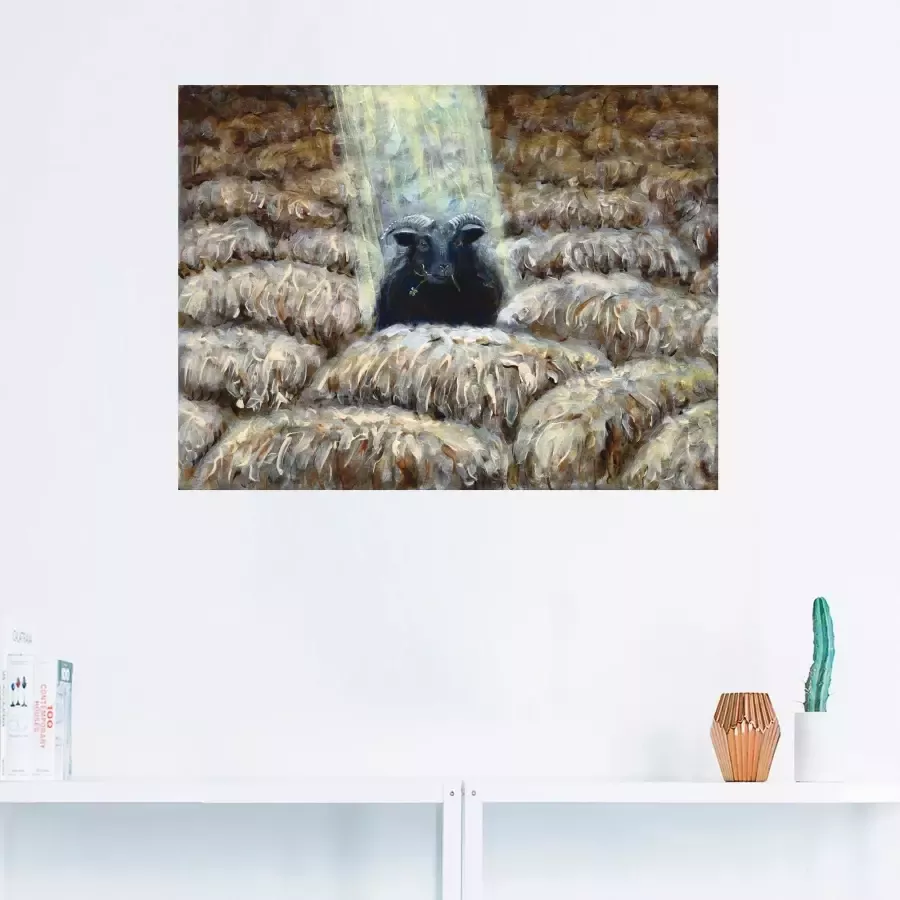 Artland Artprint Zwarte schaap als artprint op linnen in verschillende maten - Foto 1