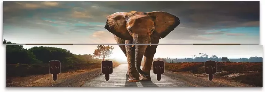 Artland Kapstok Een olifant loopt op de weg - Foto 3