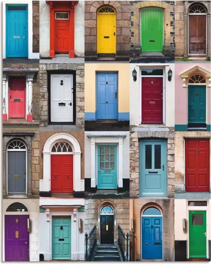 Artland Kapstok Fotocollage van 32 kleurrijke voordeuren - Foto 2