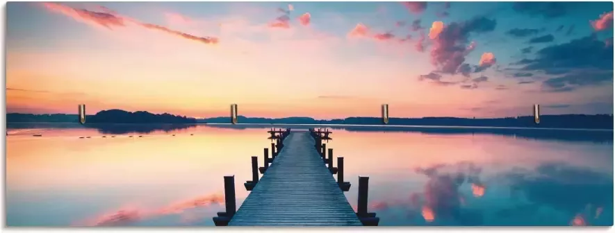 Artland Kapstok Lange pier aan het meer in zonsopkomst - Foto 3