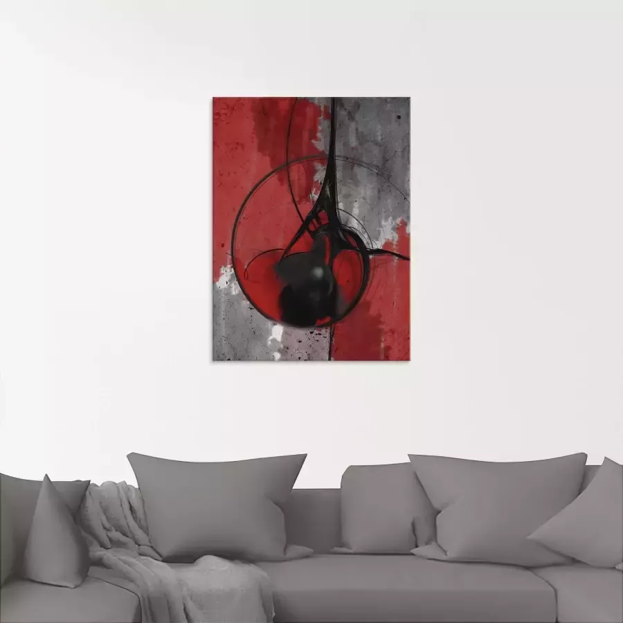 Artland Print op glas Abstract in rood en zwart - Foto 1