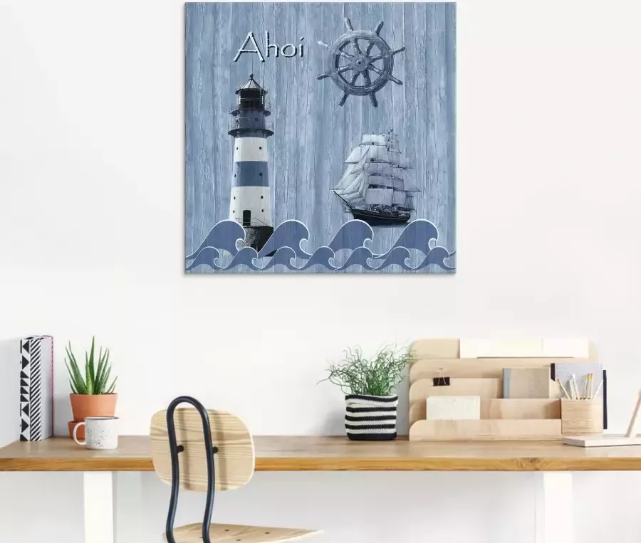 Artland Print op glas Ahoy in maritiem blauw - Foto 2