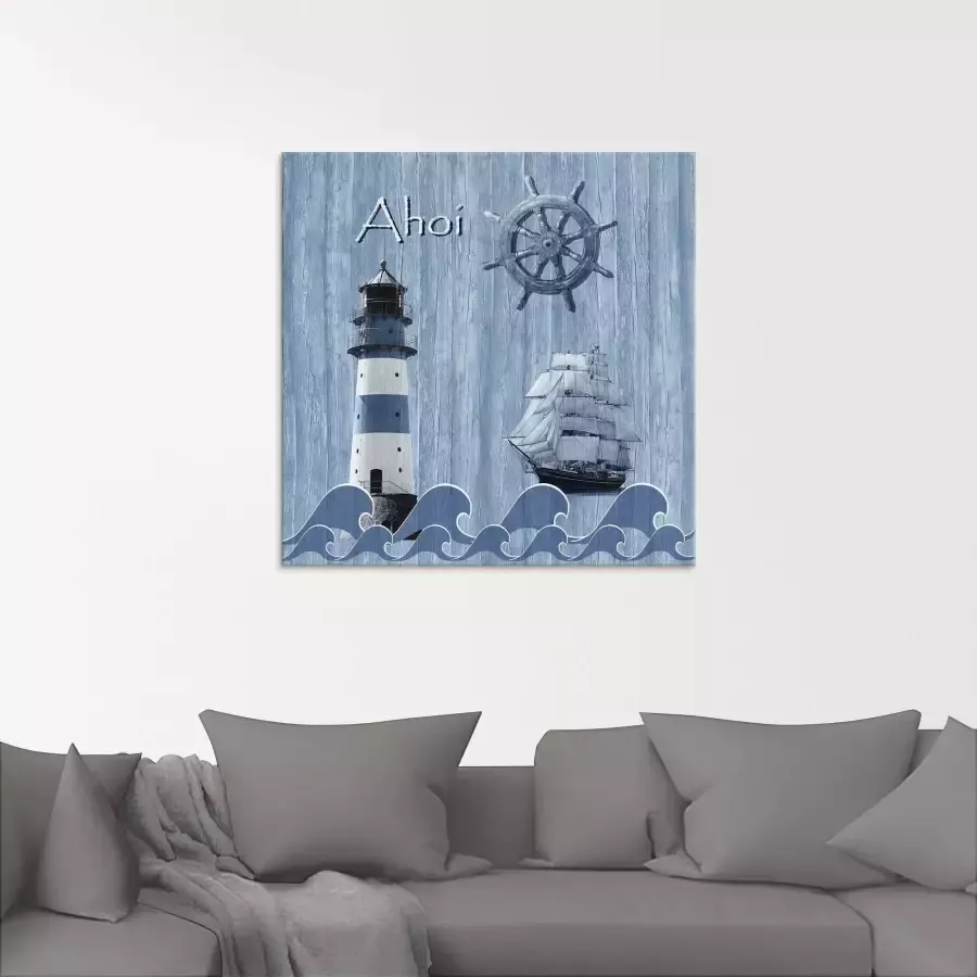 Artland Print op glas Ahoy in maritiem blauw