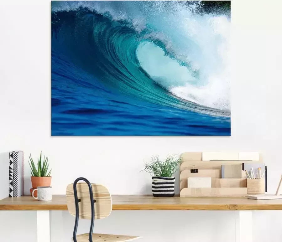 Artland Print op glas Blauwe surfgolf in verschillende maten - Foto 2