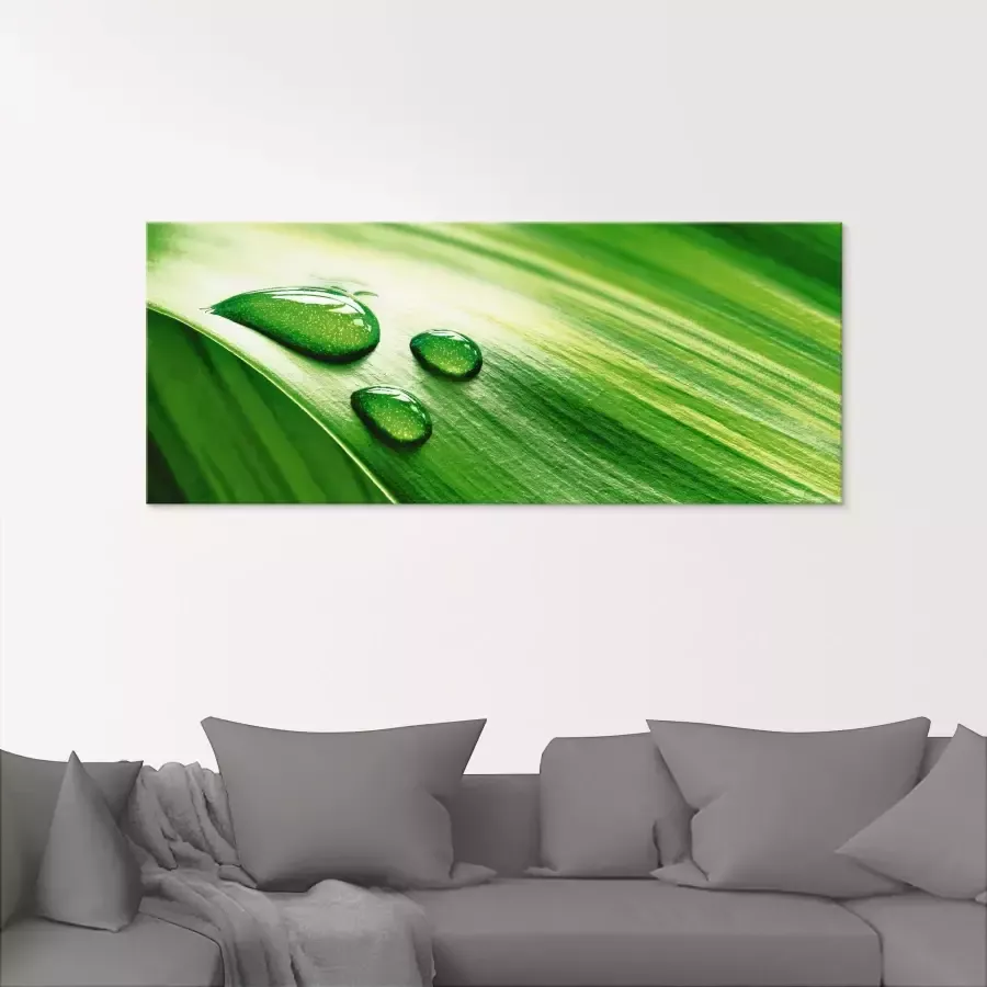 Artland Print op glas Close-up van een groen plantenblad - Foto 1