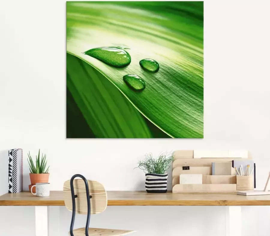Artland Print op glas Close-up van een groen plantenblad - Foto 2