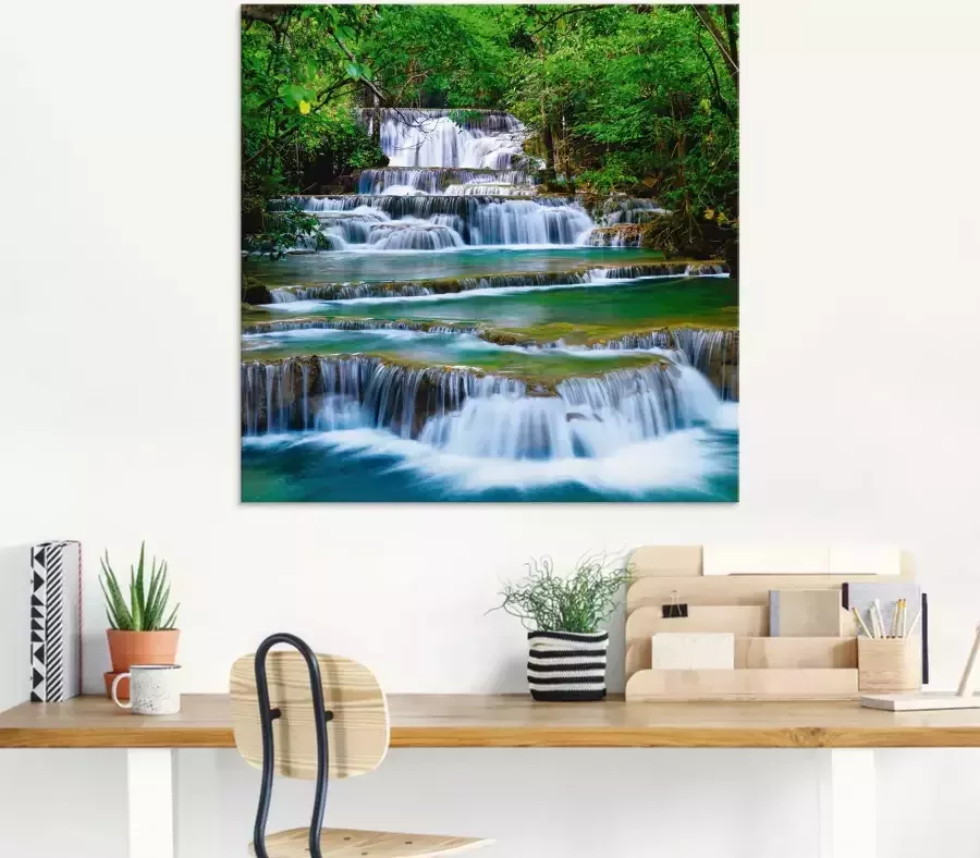 Artland Print op glas Diep bos waterval in verschillende maten - Foto 4