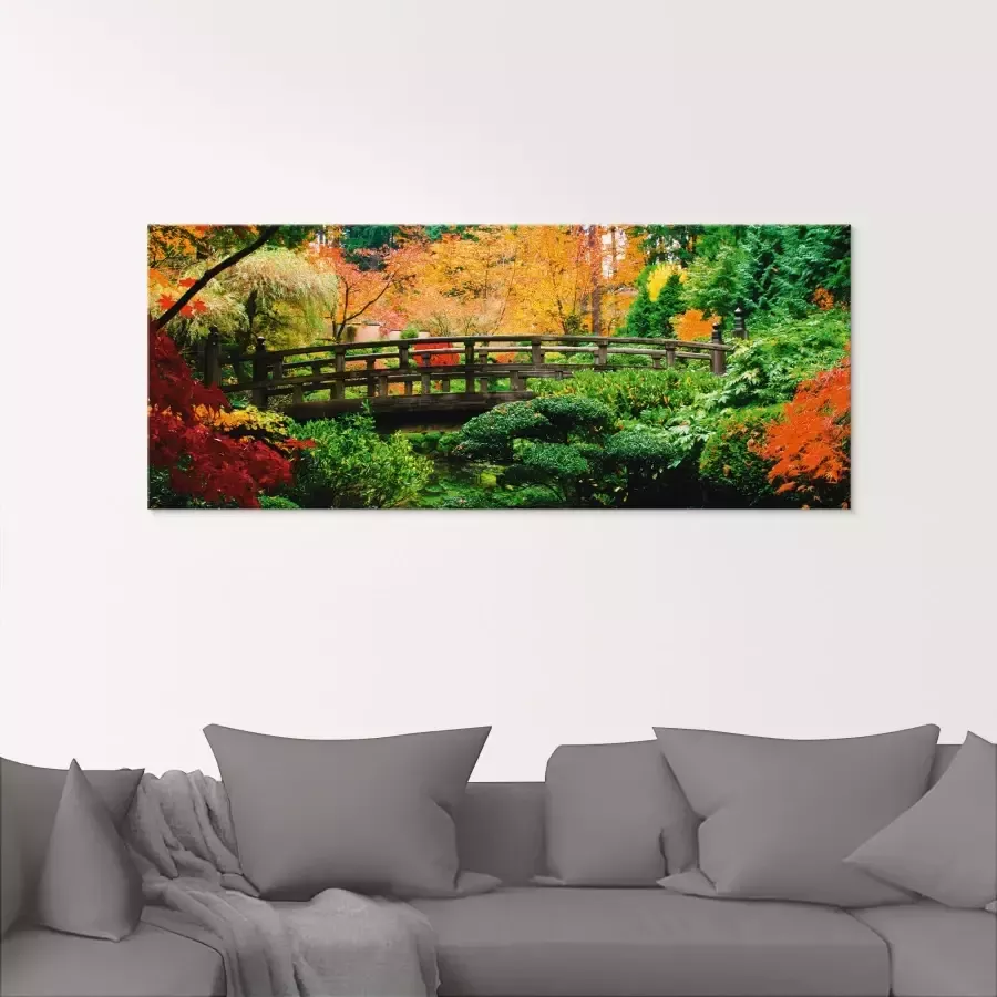 Artland Print op glas Een brug in Japanse tuin