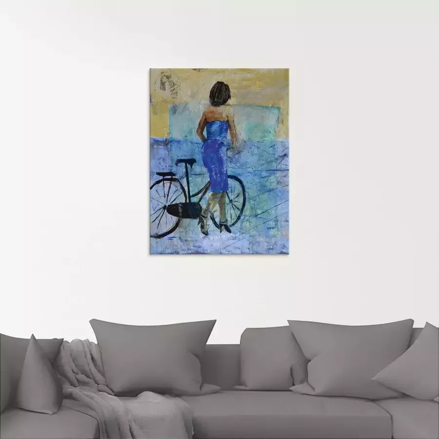 Artland Print op glas Een meisje met een fiets - Foto 1