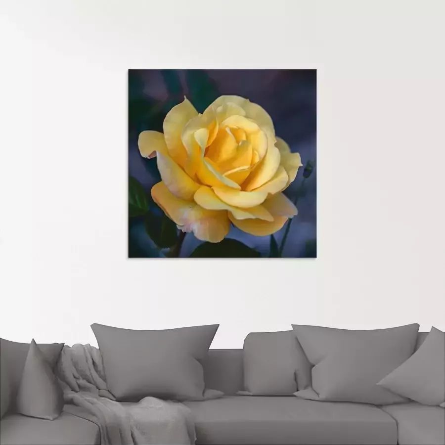 Artland Print op glas Gele roos in verschillende maten - Foto 1