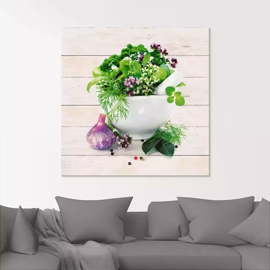Artland Print op glas Geneeskrachtige kruiden op witte achtergrond keuken - Foto 1