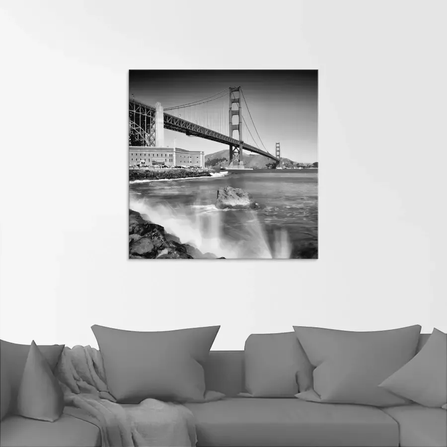 Artland Print op glas Golden Gate Bridge met branding - Foto 1