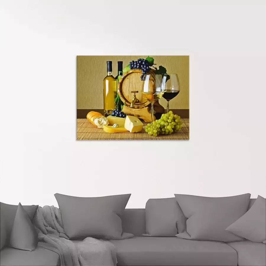 Artland Print op glas Kaas wijn en druiven in verschillende maten - Foto 1