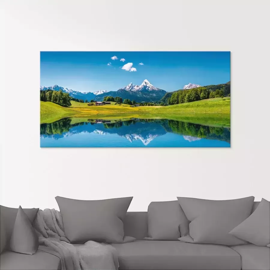 Artland Print op glas Landschap in de Alpen in verschillende maten
