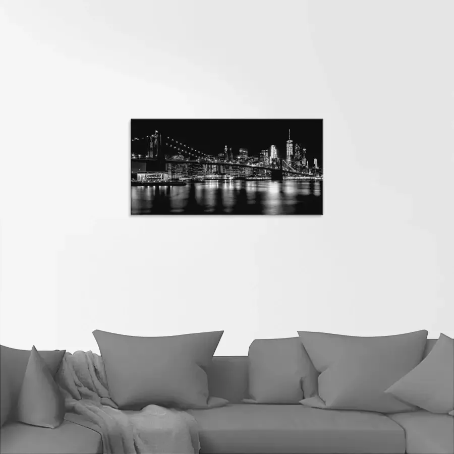 Artland Print op glas Manhattan skyline & Brooklyn Bridge - Foto 1