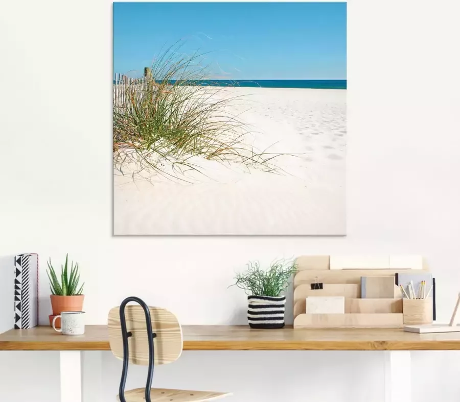 Artland Print op glas Mooie duinen met grassen en hek - Foto 2