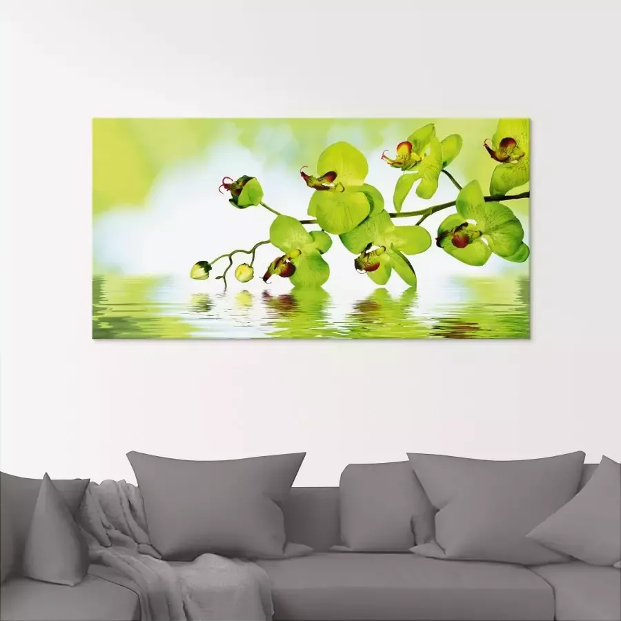 Artland Print op glas Mooie orchidee met groene achtergrond - Foto 1