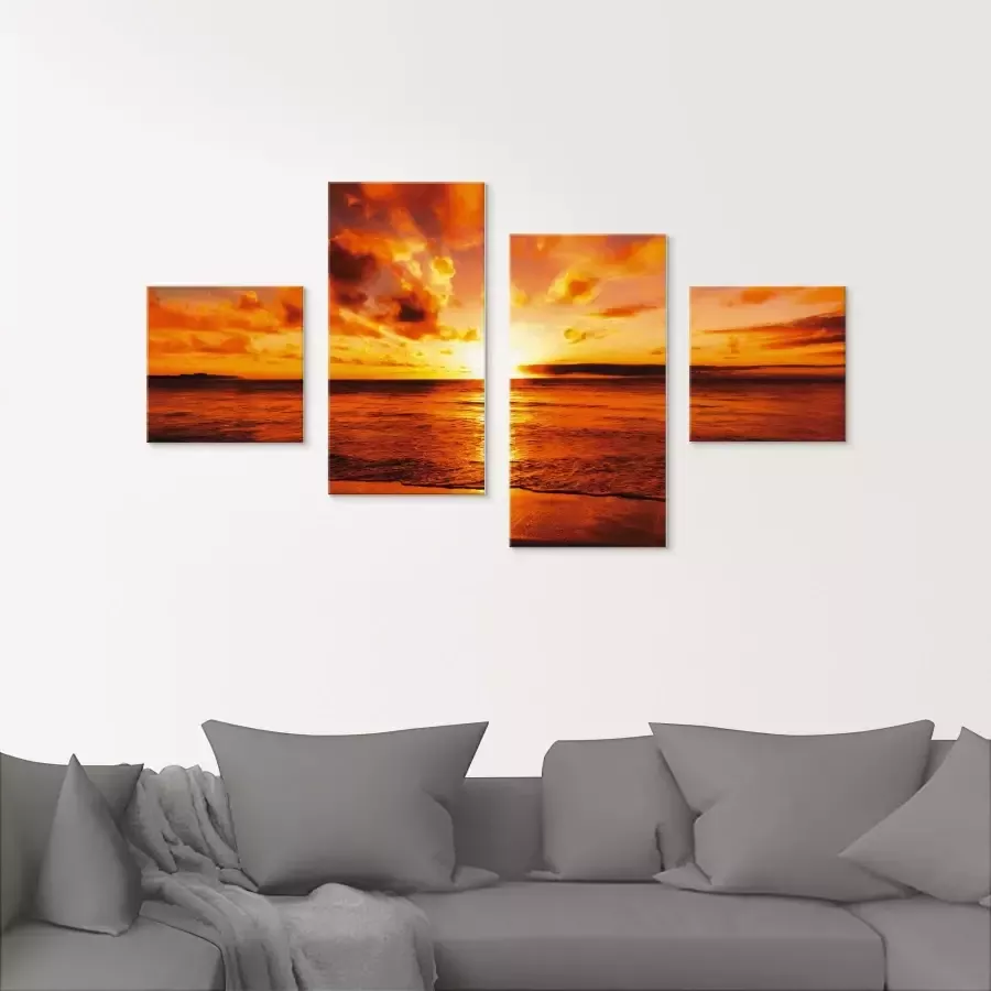 Artland Print op glas Mooie zonsondergang strand - Foto 1