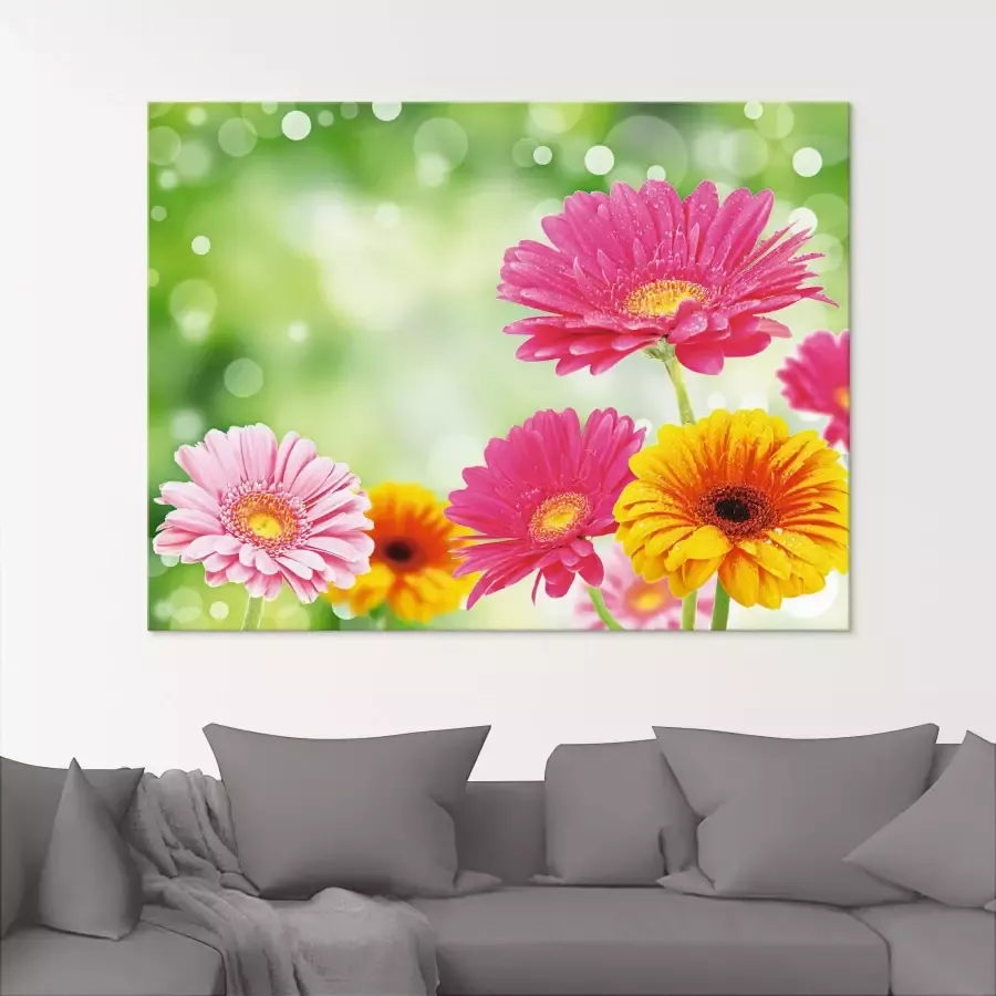 Artland Print op glas Natuurlijke romantiek Gerberas