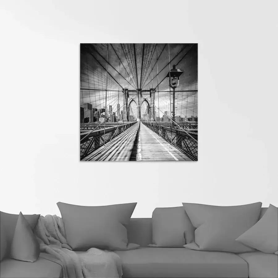 Artland Print op glas New York City Brooklyn Bridge - Foto 1