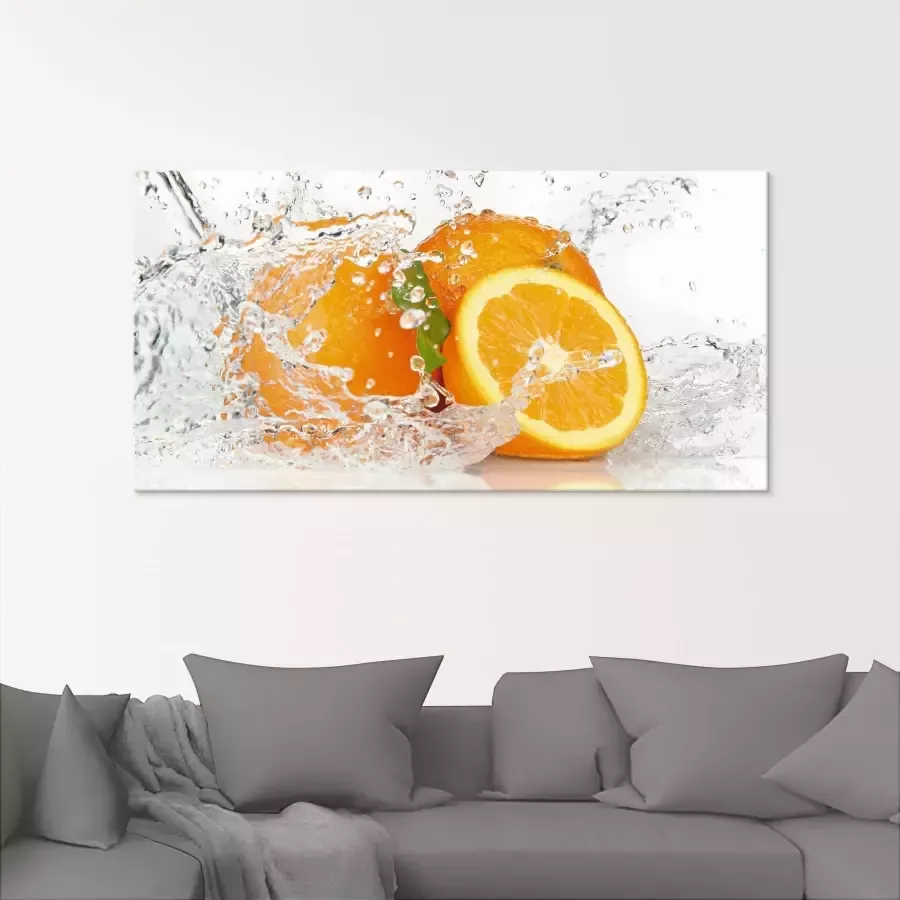 Artland Print op glas Orange met spatwater in verschillende maten - Foto 1