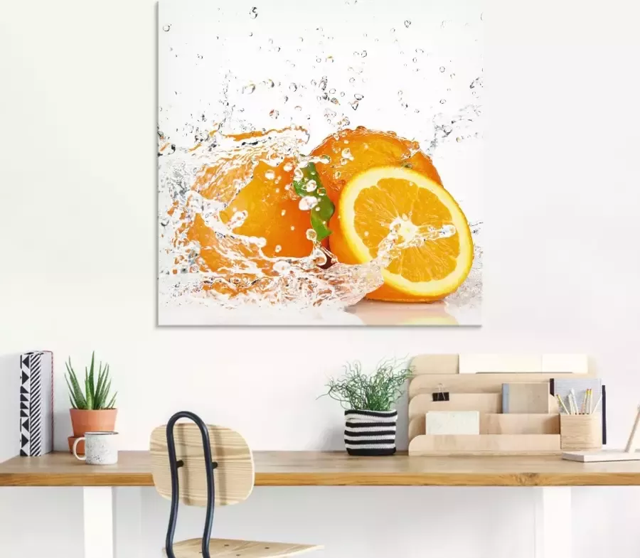Artland Print op glas Orange met spatwater in verschillende maten - Foto 2