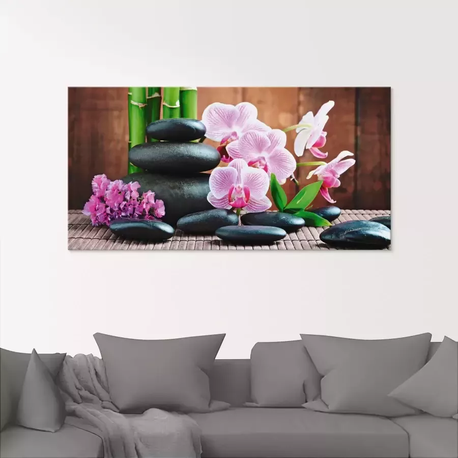 Artland Print op glas Spa concept zen stenen orchideeën - Foto 1