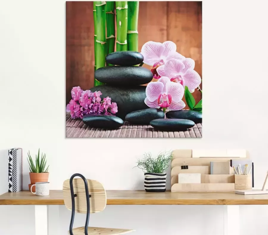 Artland Print op glas Spa concept zen stenen orchideeën - Foto 2