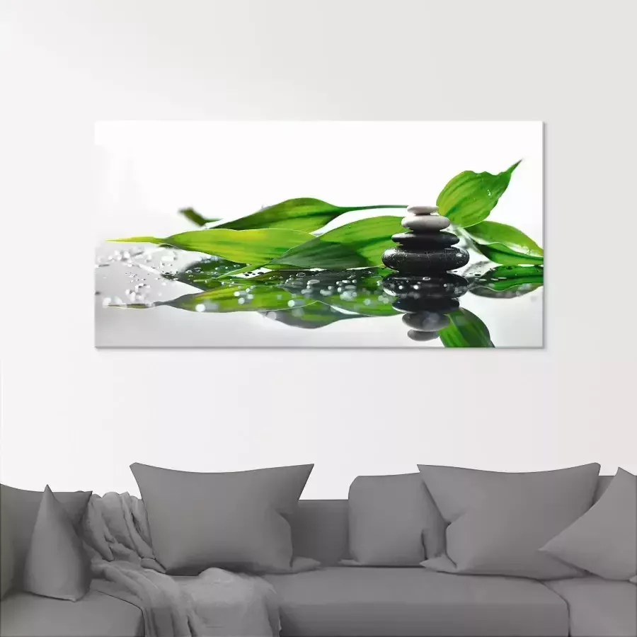 Artland Print op glas Spa met stenen en bamboe