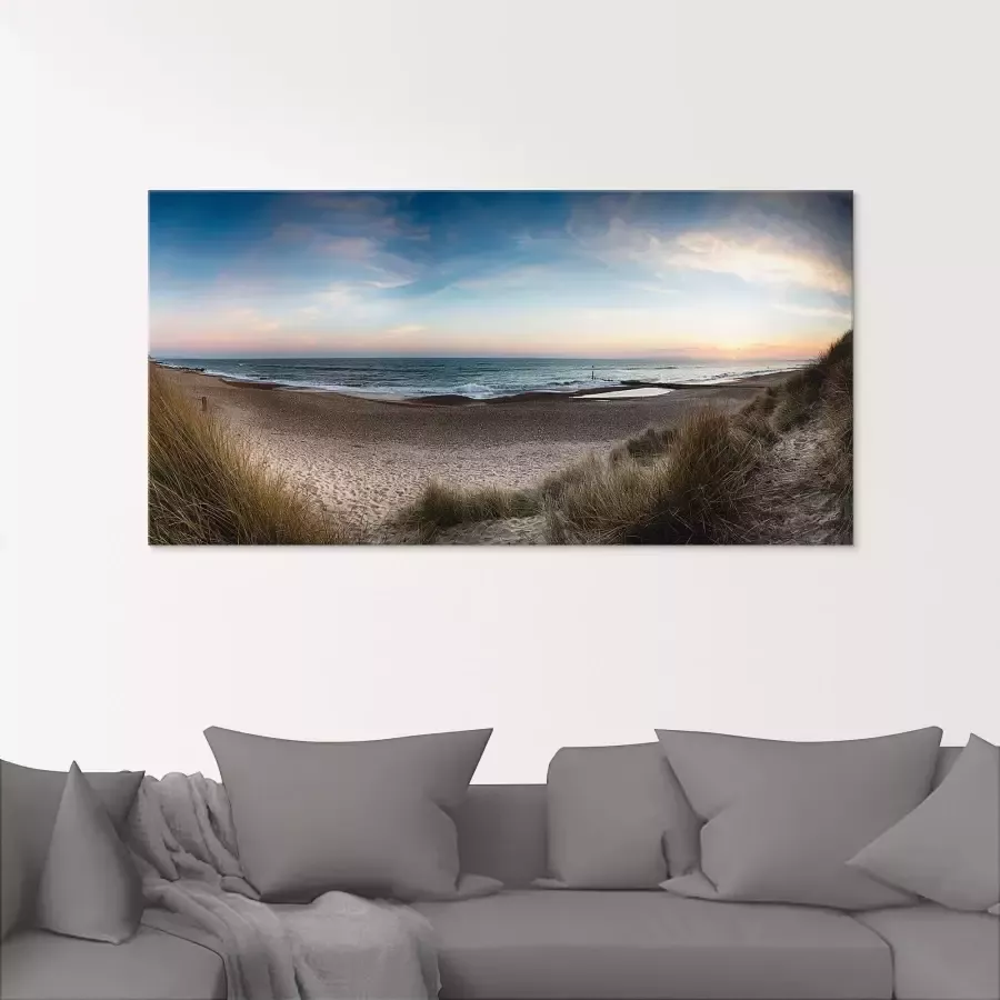 Artland Print op glas Strand en duinen aan de Hengistbury Head