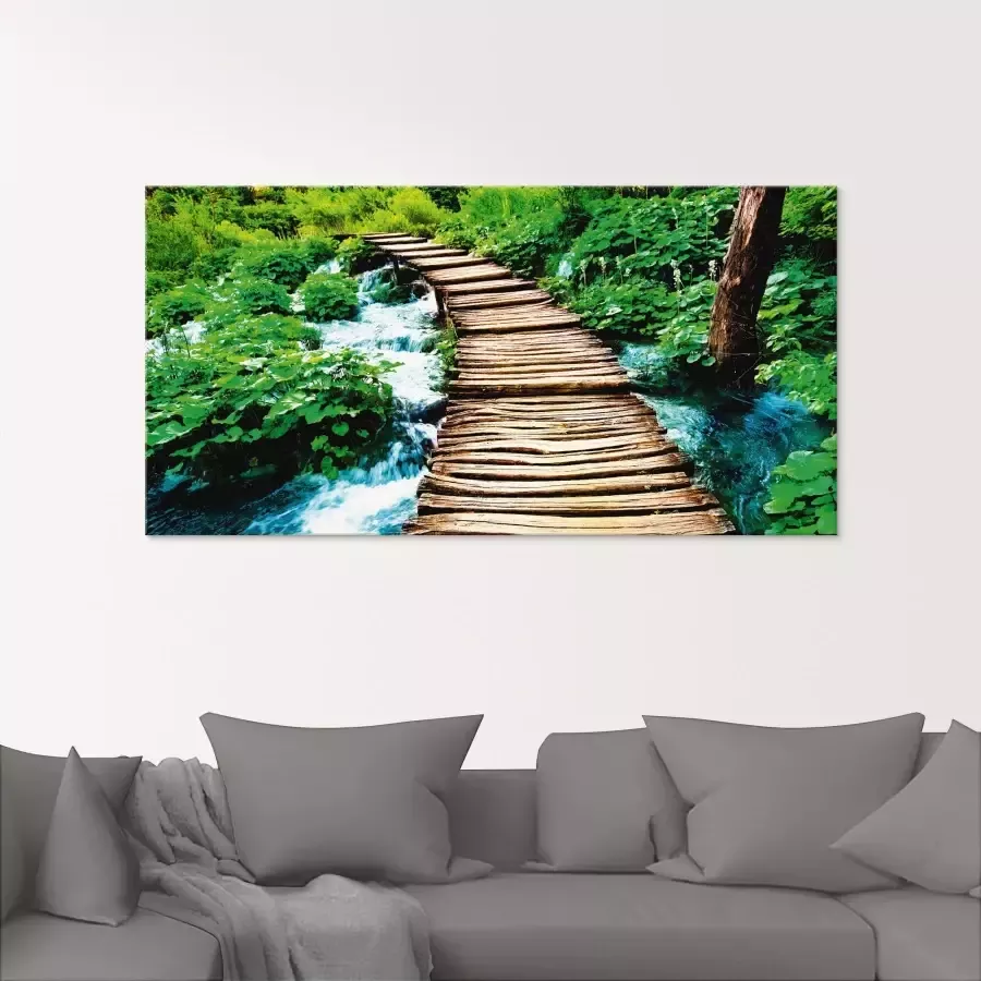 Artland Print op glas Houten brug in verschillende maten