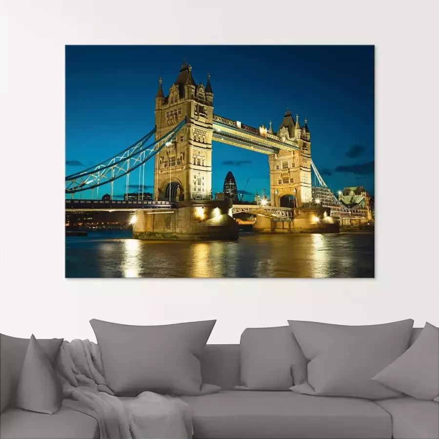 Artland Print op glas Tower Bridge avondschemering Londen