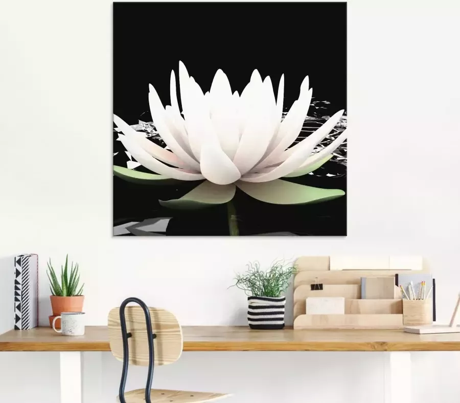 Artland Print op glas Twee lotusbloemen op het water - Foto 2
