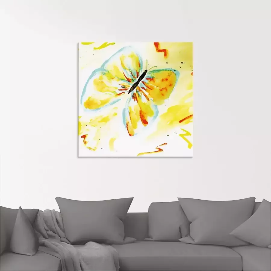 Artland Print op glas Vlinder geel in verschillende maten - Foto 1