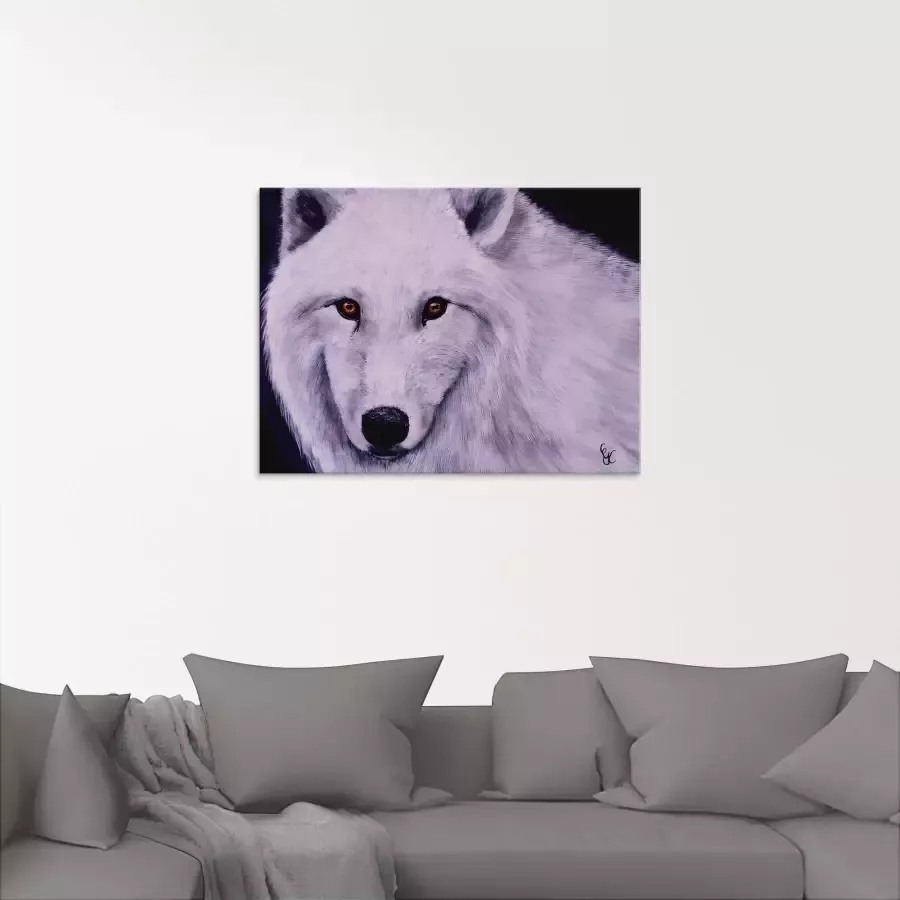 Artland Print op glas Witte wolf in verschillende maten
