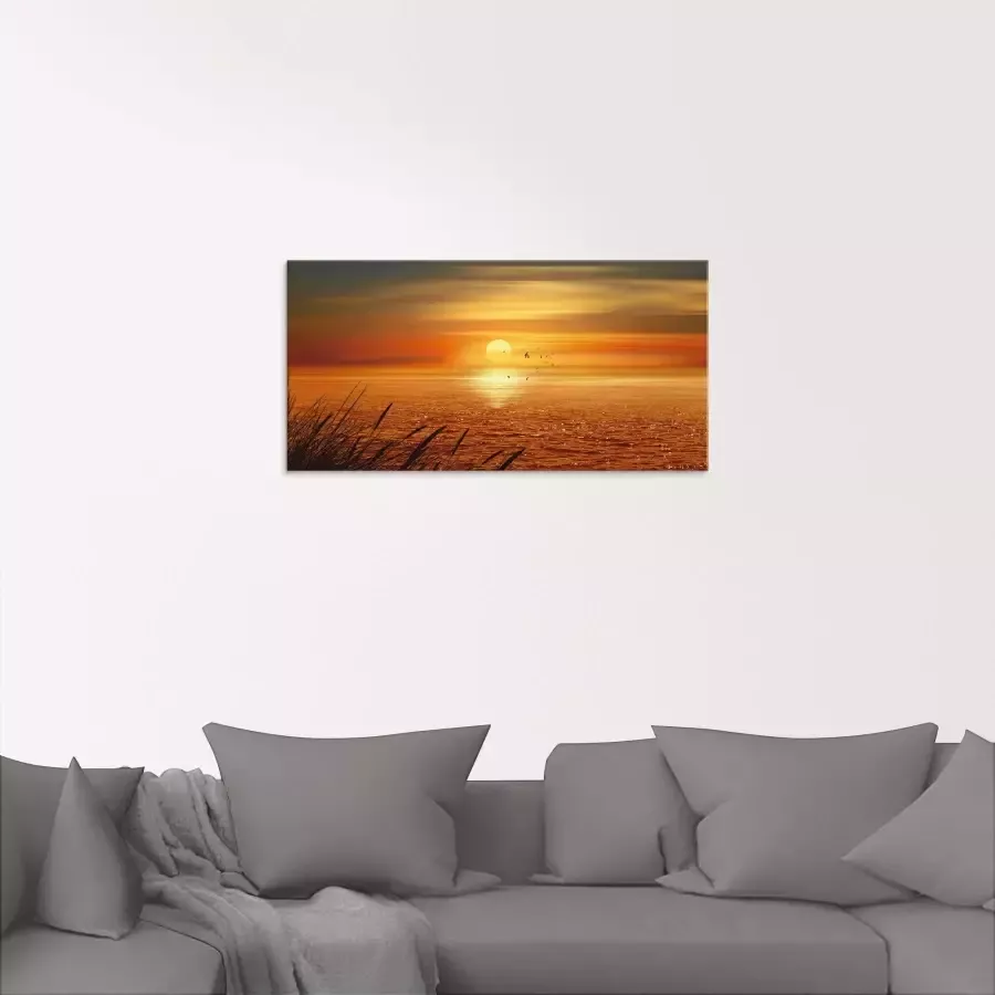 Artland Print op glas Zonsondergang boven de zee - Foto 1