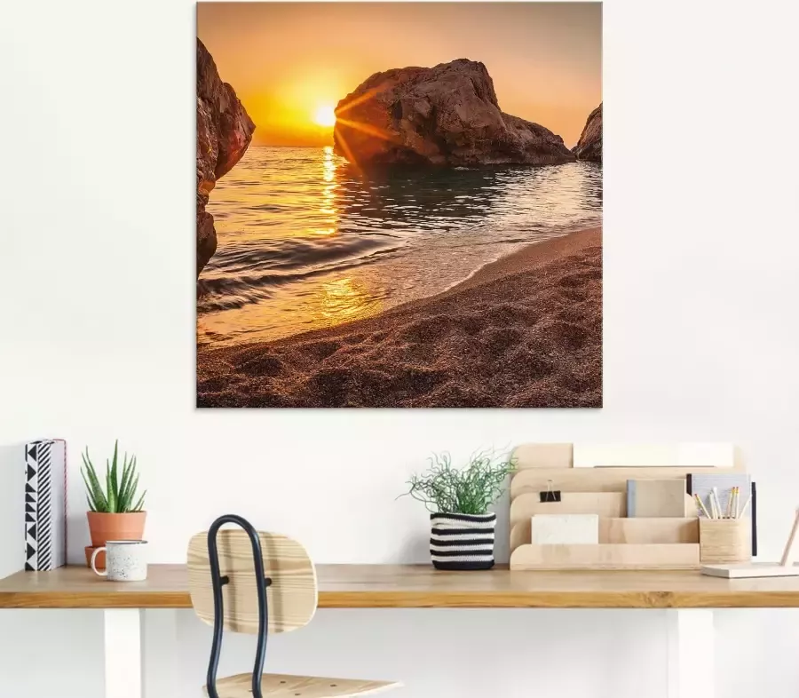 Artland Print op glas Zonsondergang en strand