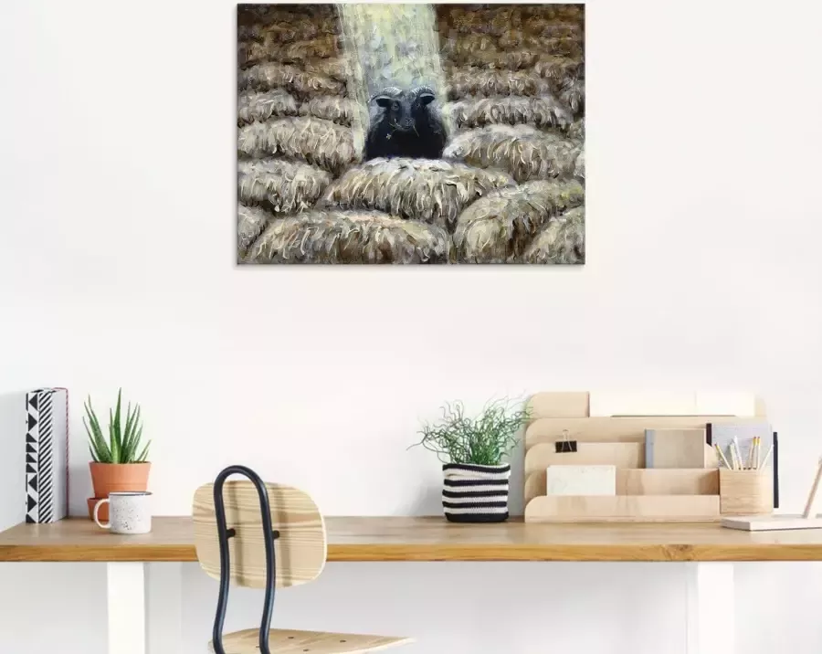 Artland Print op glas Zwarte schaap in verschillende maten - Foto 2