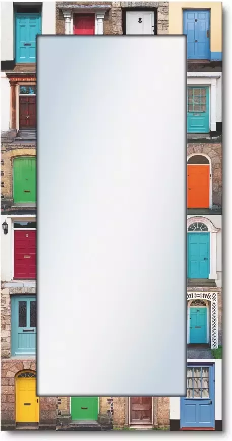 Artland Sierspiegel Fotocollage van 32 kleurrijke voordeuren spiegel met lijst voor het hele lichaam wandspiegel met motiefrand landhuis - Foto 2