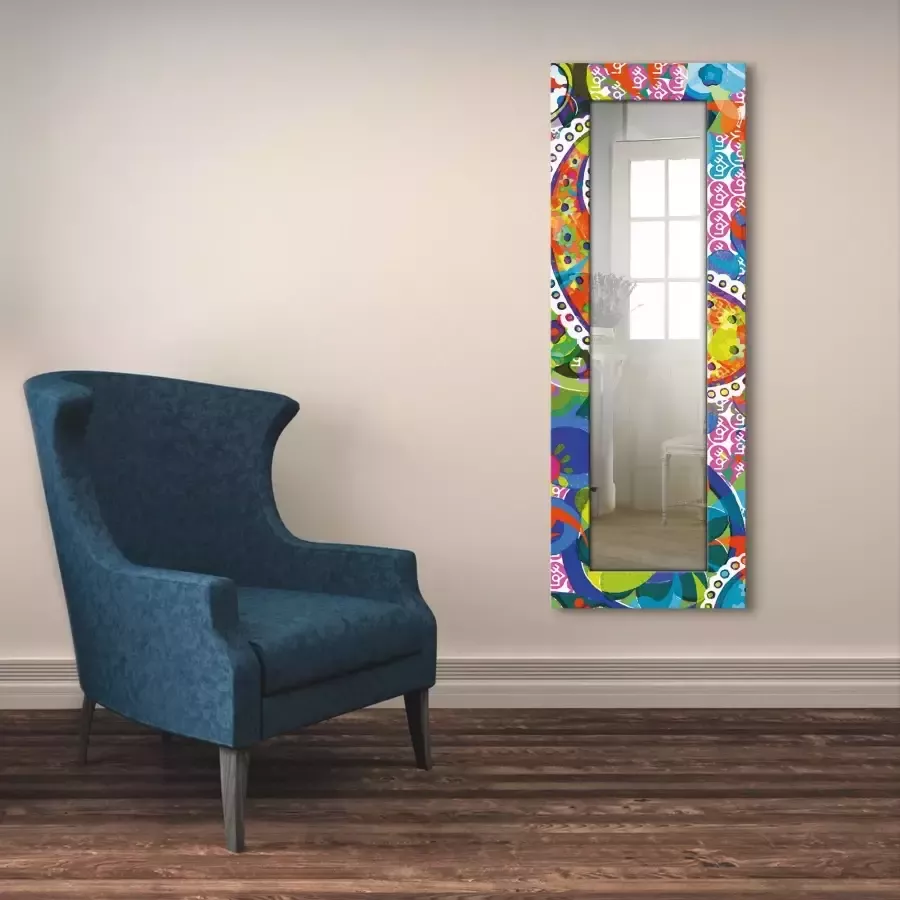 Artland Sierspiegel Kleurrijke paisley spiegel met lijst voor het hele lichaam wandspiegel met motiefrand landhuis - Foto 1