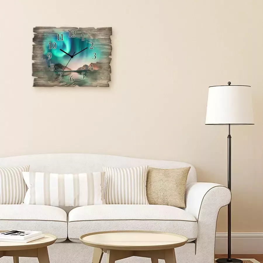 Artland Wandklok Auroraborialis noordelijk Poollicht optioneel verkrijgbaar met kwarts- of radiografisch uurwerk geruisloos zonder tikkend geluid - Foto 2