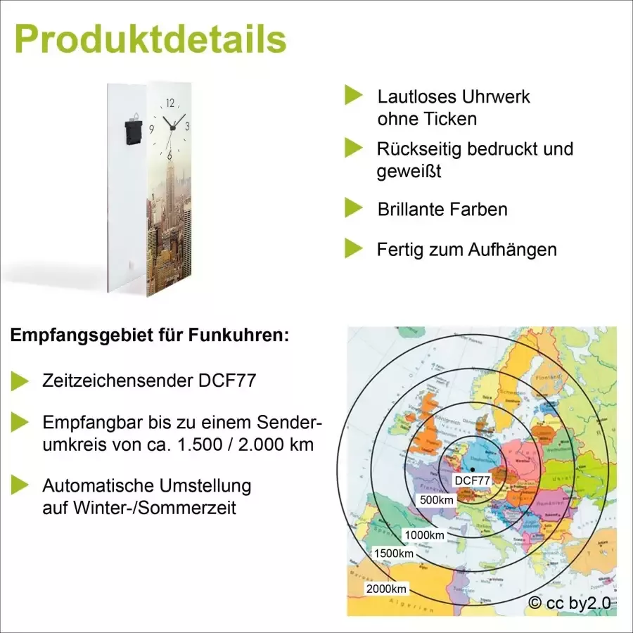 Artland Wandklok Bloemen margrieten optioneel verkrijgbaar met kwarts- of radiografisch uurwerk geruisloos zonder tikkend geluid - Foto 3