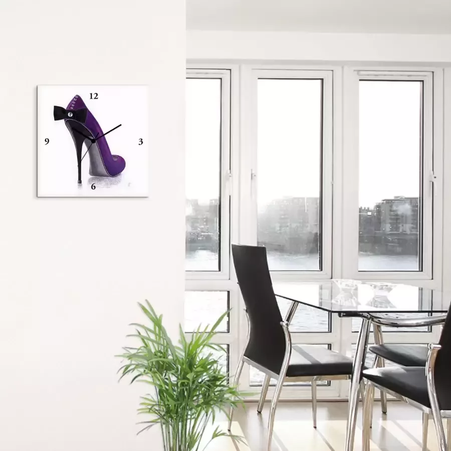 Artland Wandklok Damesschoenen violet model optioneel verkrijgbaar met kwarts- of radiografisch uurwerk geruisloos zonder tikkend geluid - Foto 1