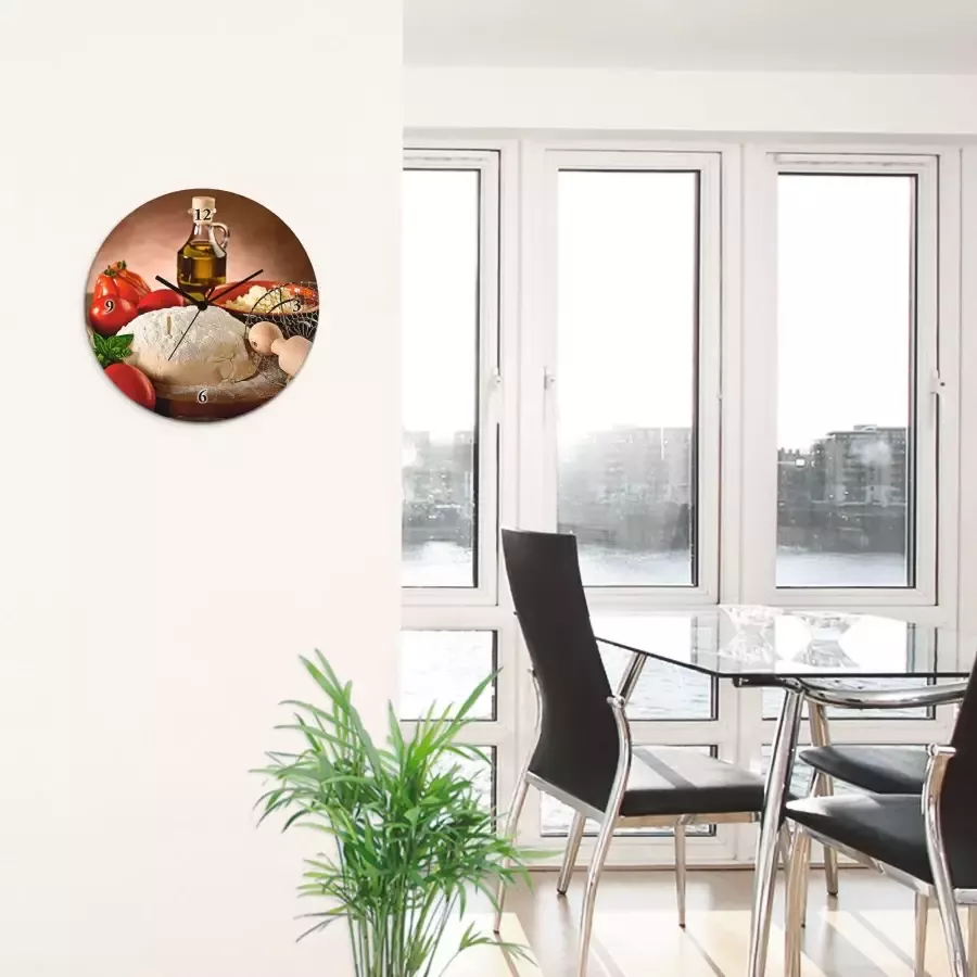 Artland Wandklok Deeg voor pizza optioneel verkrijgbaar met kwarts- of radiografisch uurwerk geruisloos zonder tikkend geluid - Foto 2