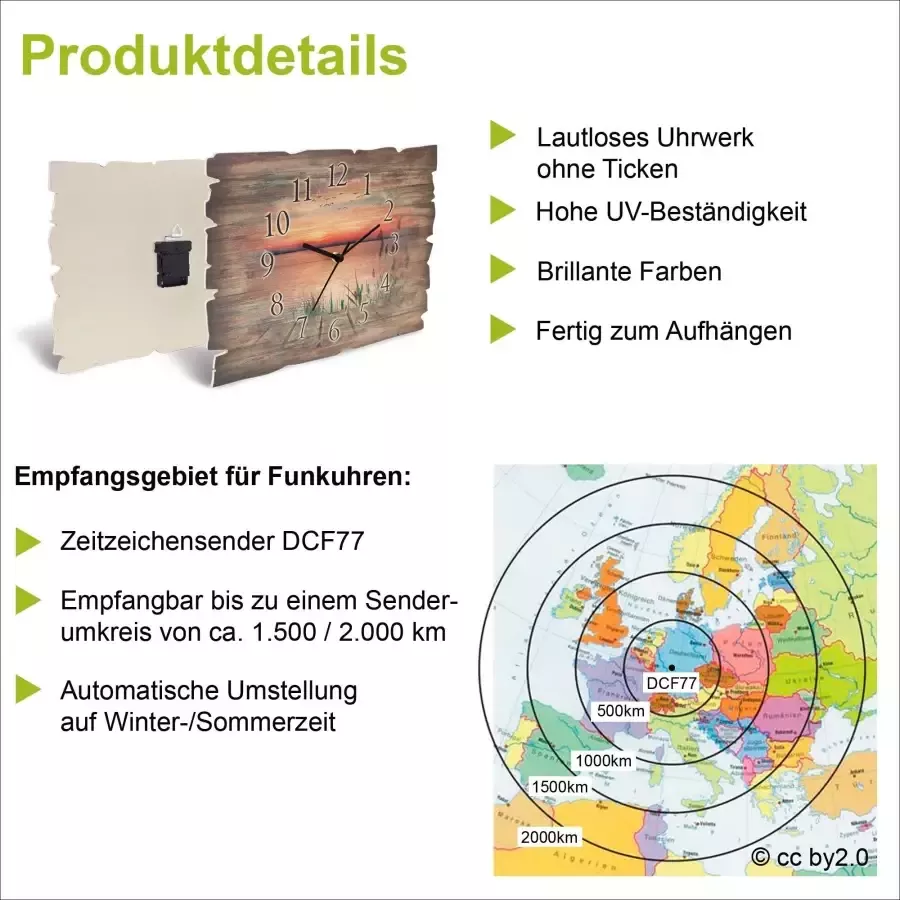 Artland Wandklok Grote pluizenbol optioneel verkrijgbaar met kwarts- of radiografisch uurwerk geruisloos zonder tikkend geluid - Foto 3