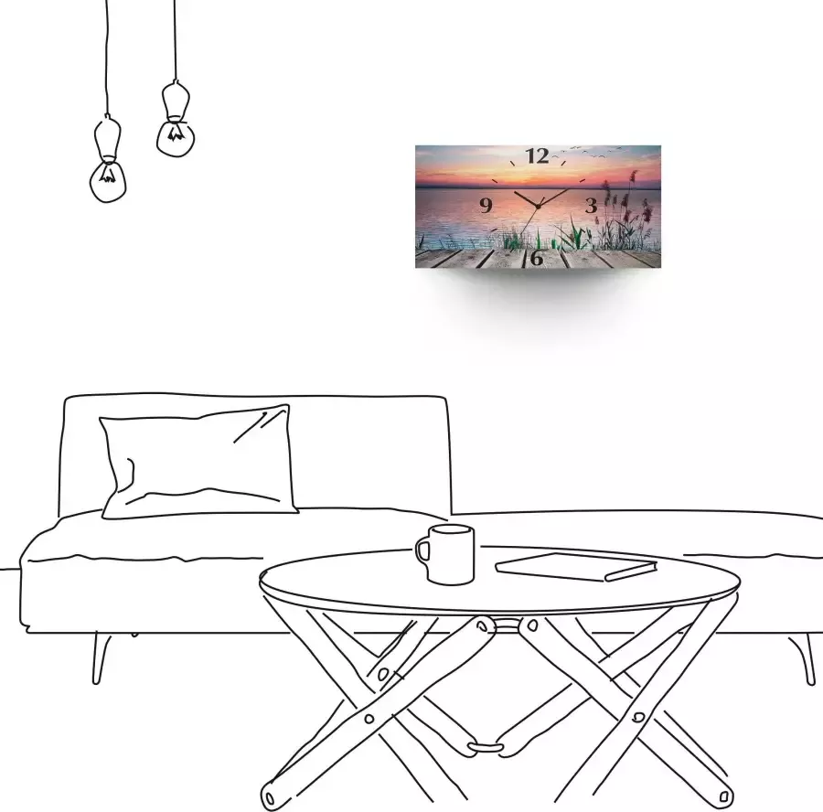 Artland Wandklok Het meer in de kleuren van de wolken 3d-look geschulpt met kwarts- of radiografisch uurwerk verschillende maten - Foto 5