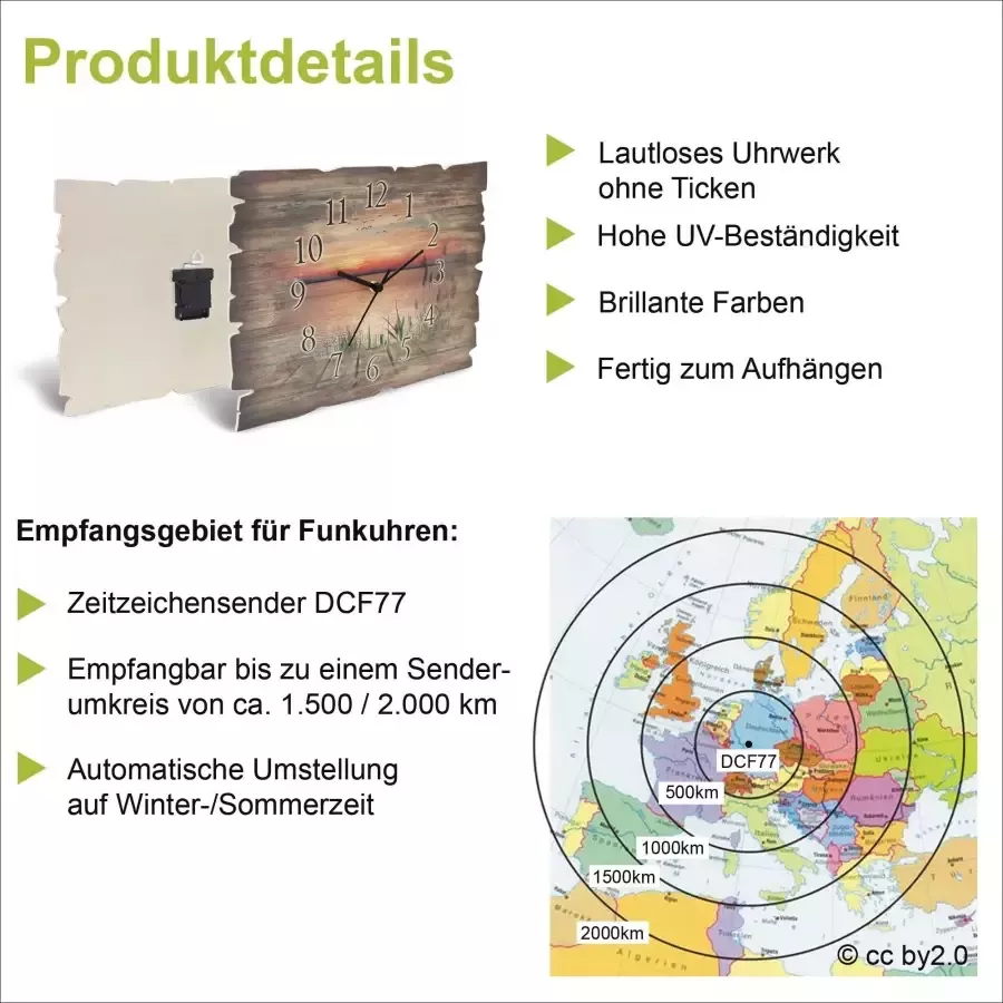 Artland Wandklok Houten klok donker optioneel verkrijgbaar met kwarts- of radiografisch uurwerk geruisloos zonder tikkend geluid - Foto 3