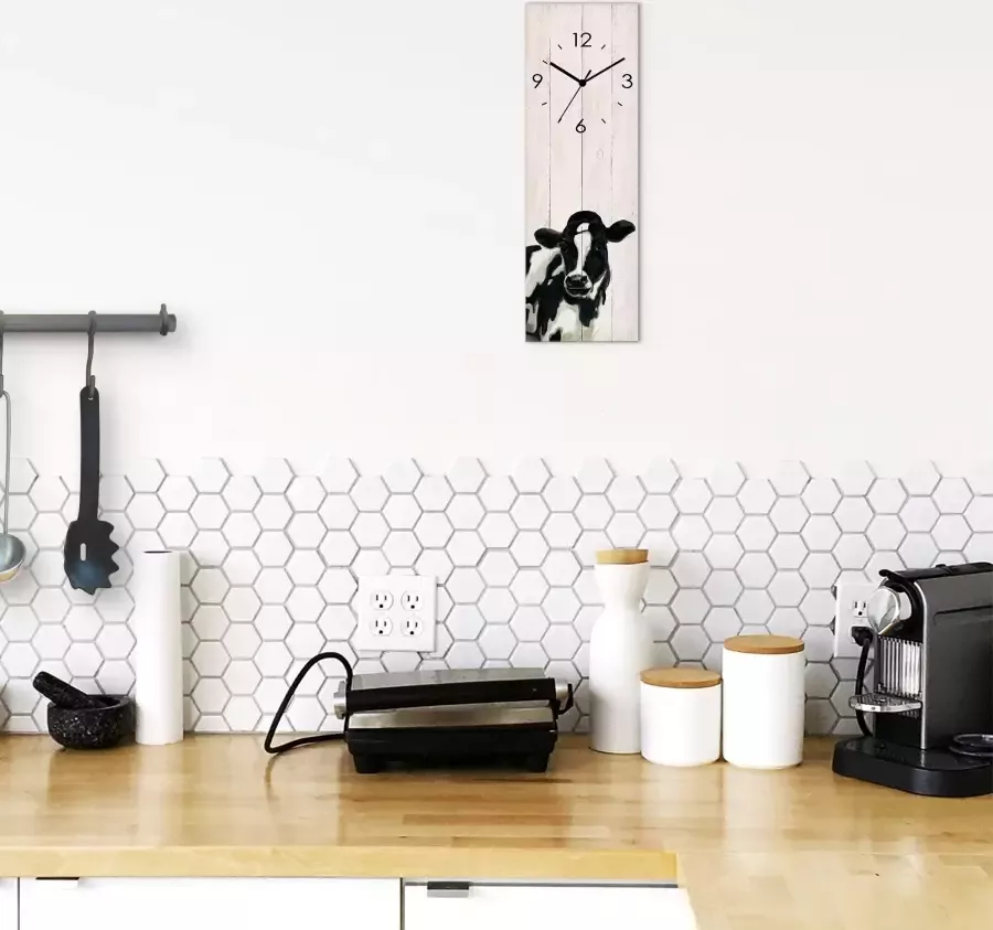 Artland Wandklok Koe (in hout-look) optioneel verkrijgbaar met kwarts- of radiografisch uurwerk geruisloos zonder tikkend geluid - Foto 6