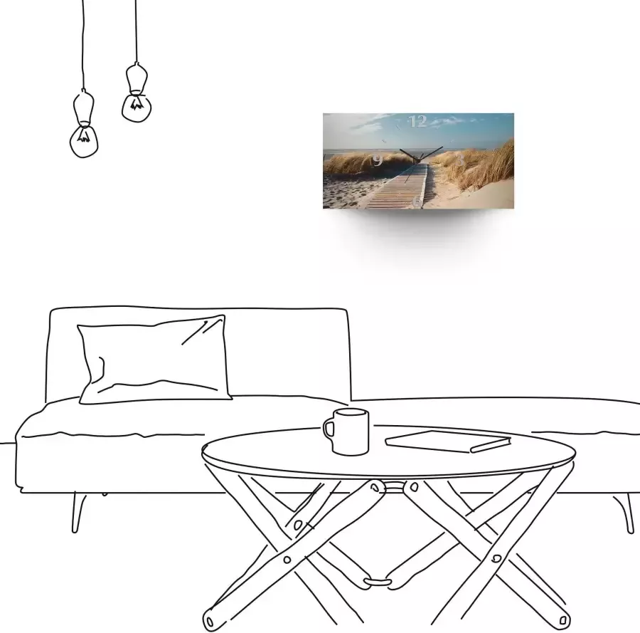 Artland Wandklok Noordzeestrand op Langeoog pier 3d-look geschulpt met kwarts- of radiografisch uurwerk verschillende maten - Foto 2