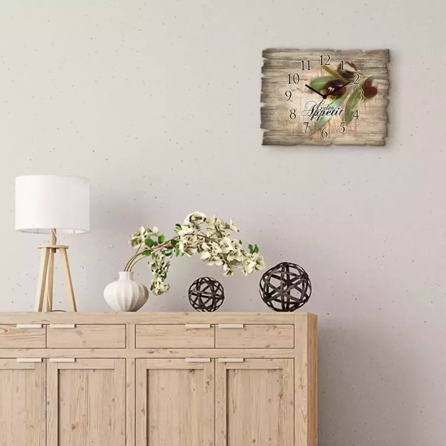 Artland Wandklok Olijven eet smakelijk optioneel verkrijgbaar met kwarts- of radiografisch uurwerk geruisloos zonder tikkend geluid - Foto 2